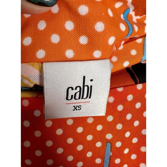 CAbi Polka Dot Floral Retro Pinup Ruffle Wrap Skirt #6199 Size XS Tangerine - Picture 4 of 11